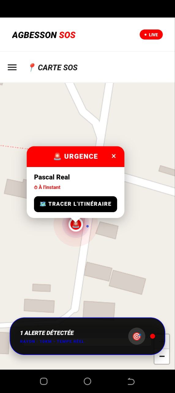 Étape 3 : guidage GPS vers la position exacte de la victime via Agbesson SOS